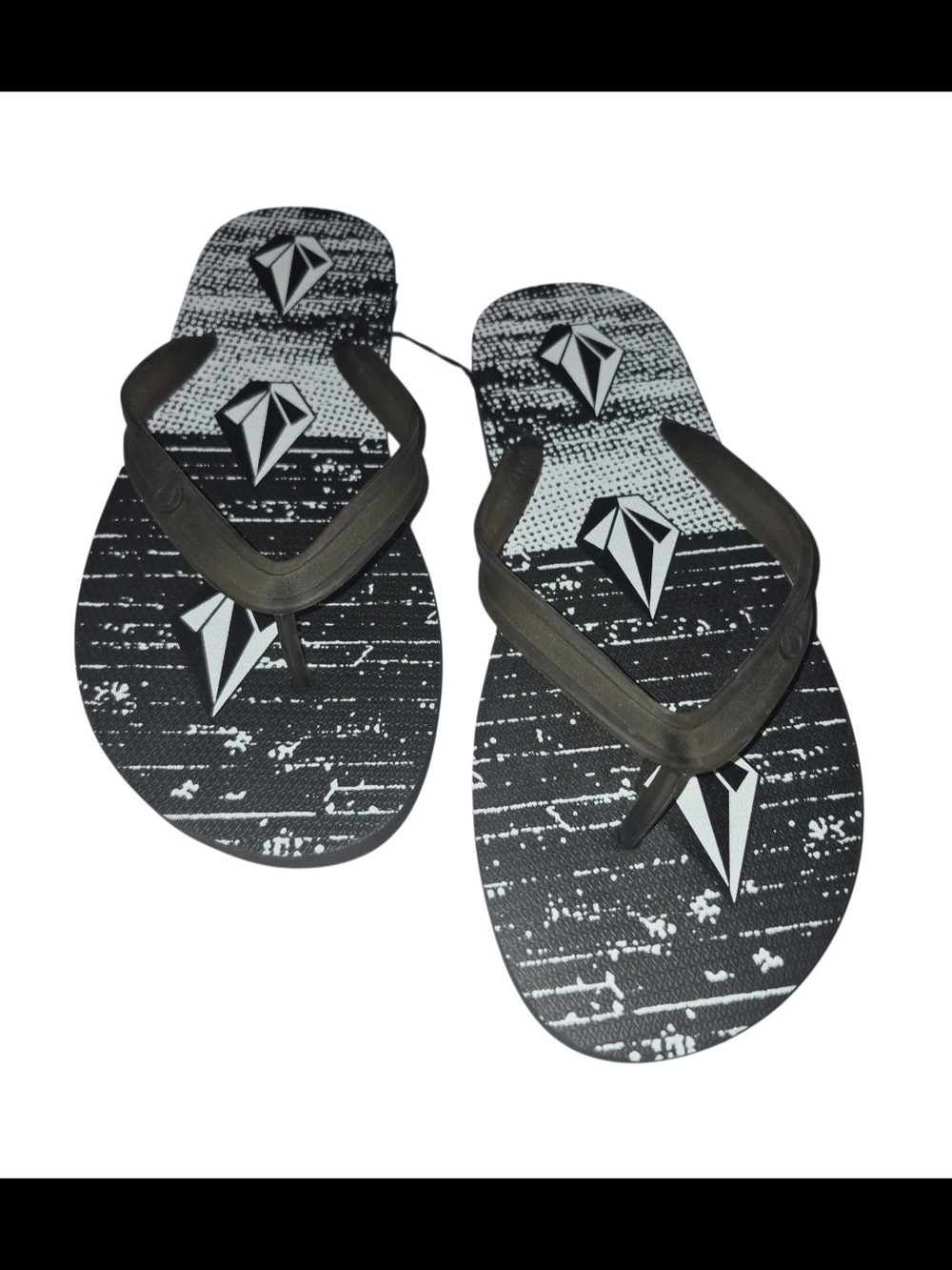Volcom Men’s Black & White Graphic Flip Flops